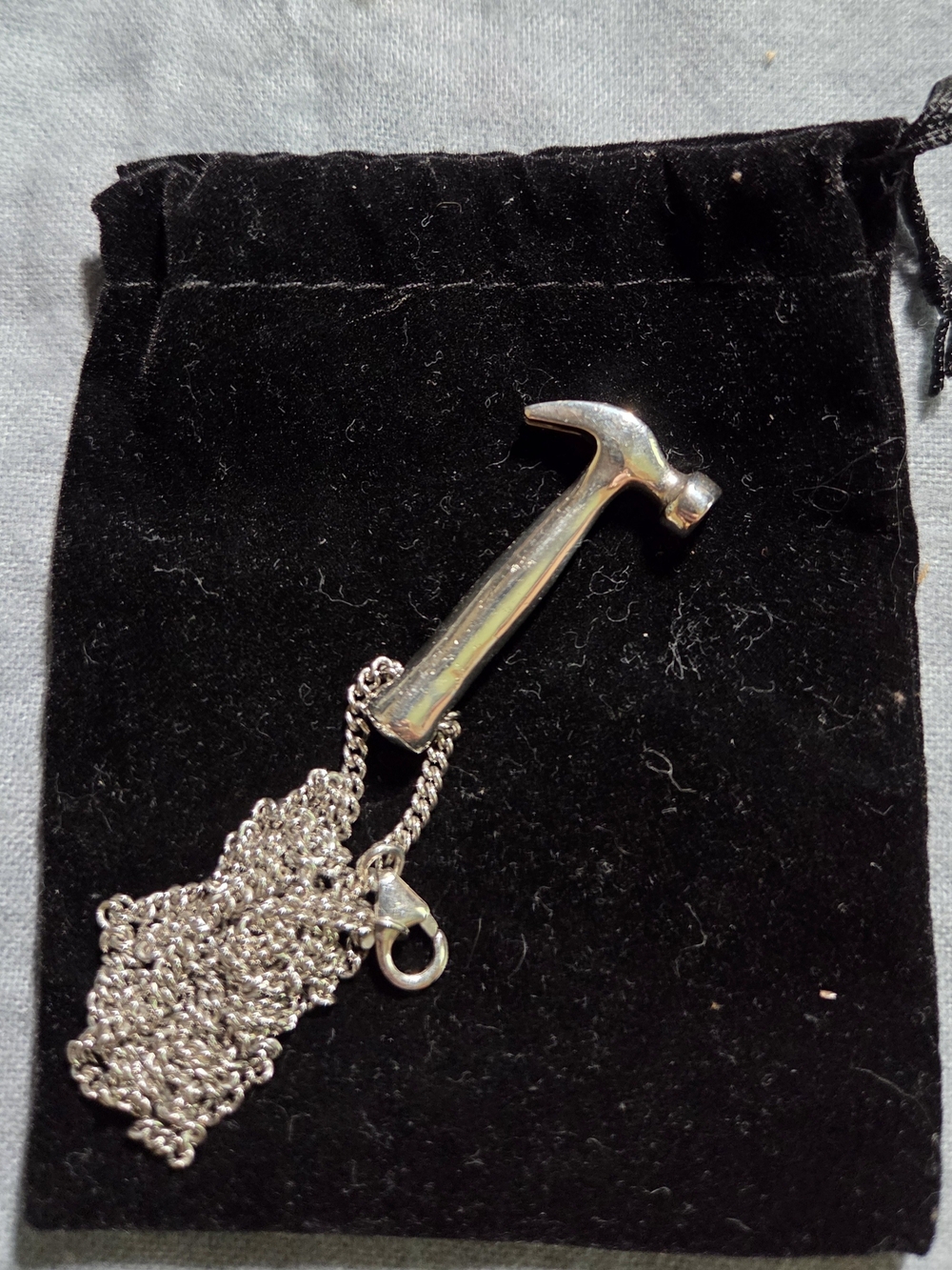 925 Sterling Silver Hammer Pendant Necklace Industrial Novelty Charm